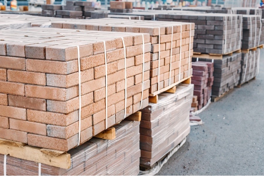 Bricks and bricks on pallets