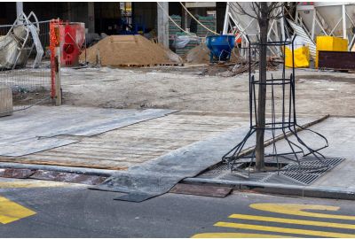 Ground mats being used for construction