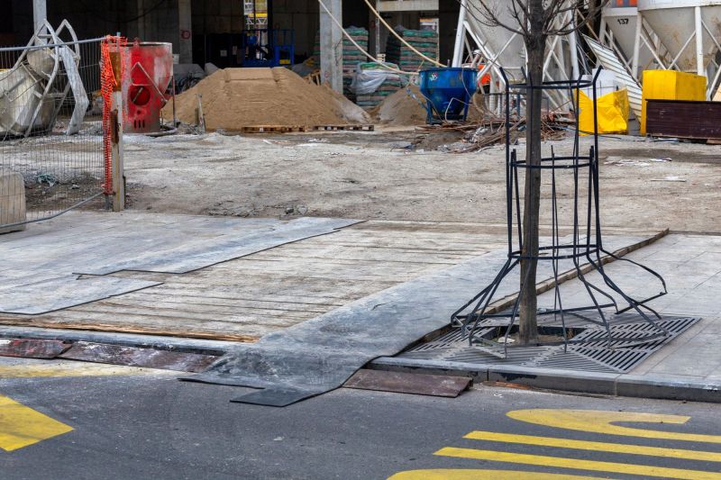 Ground mats being used for construction