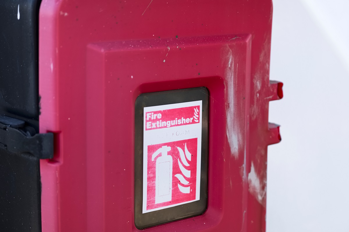 A fire extinguisher sign