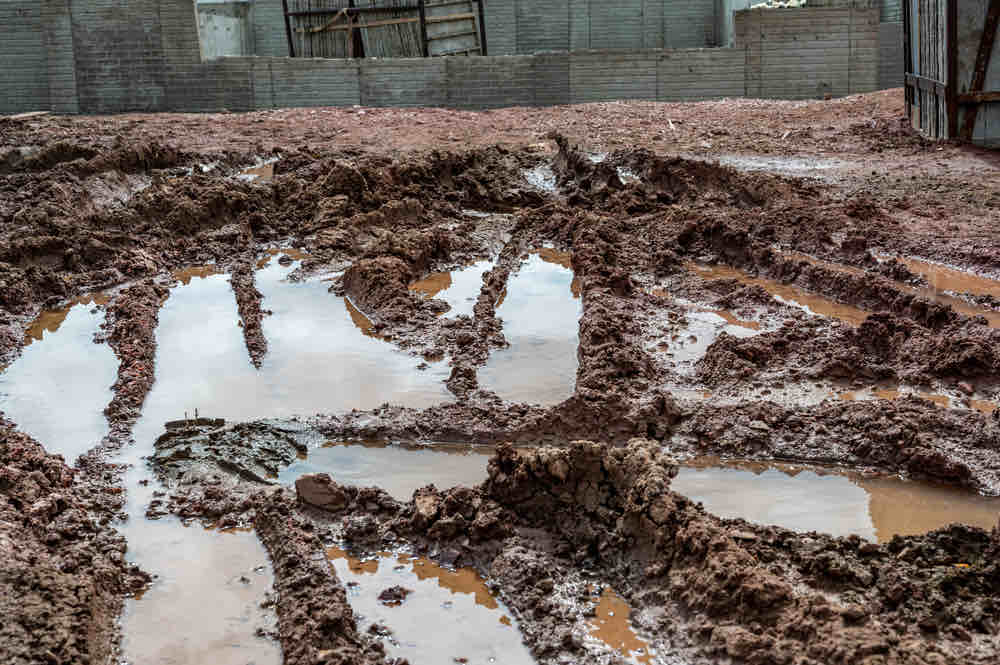 A water-logged building site