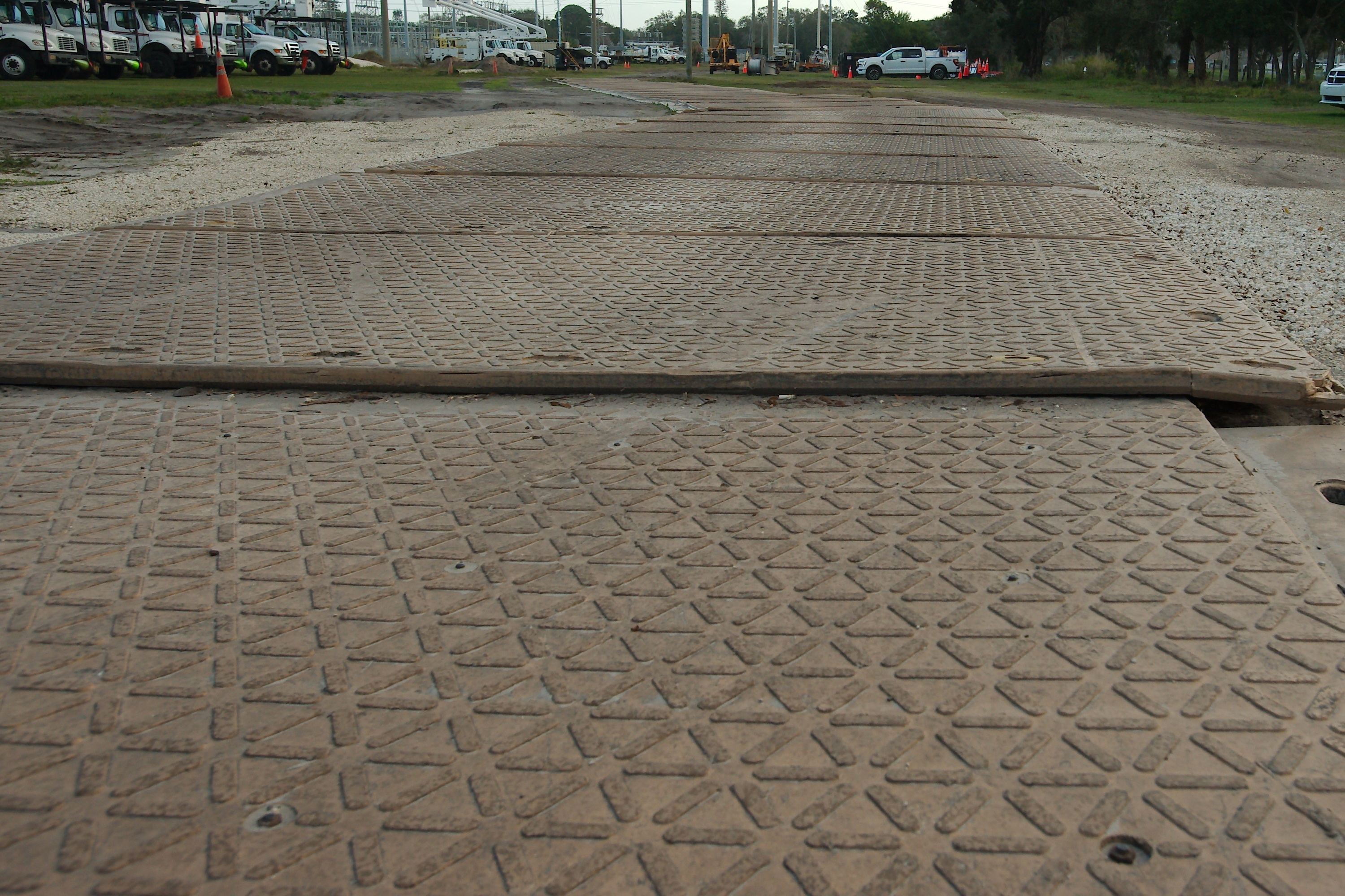 Ground mats used as temporary access roads