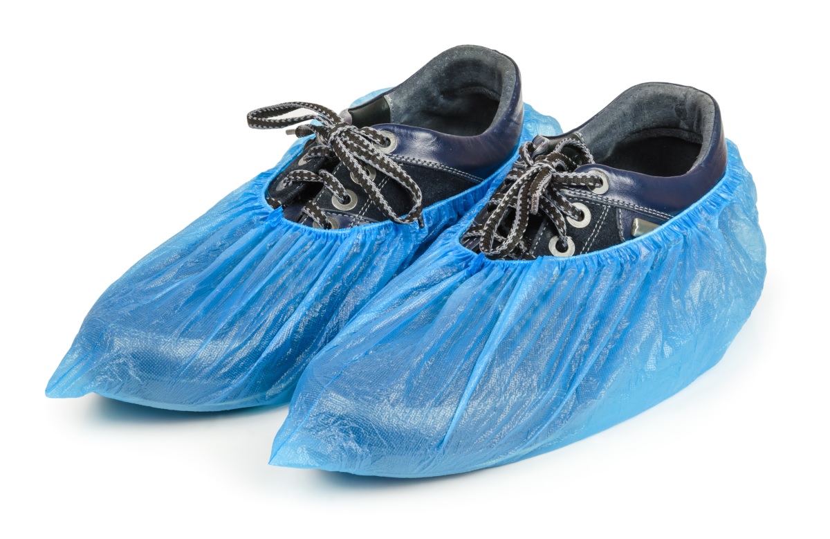 Plastic covering over some shoes