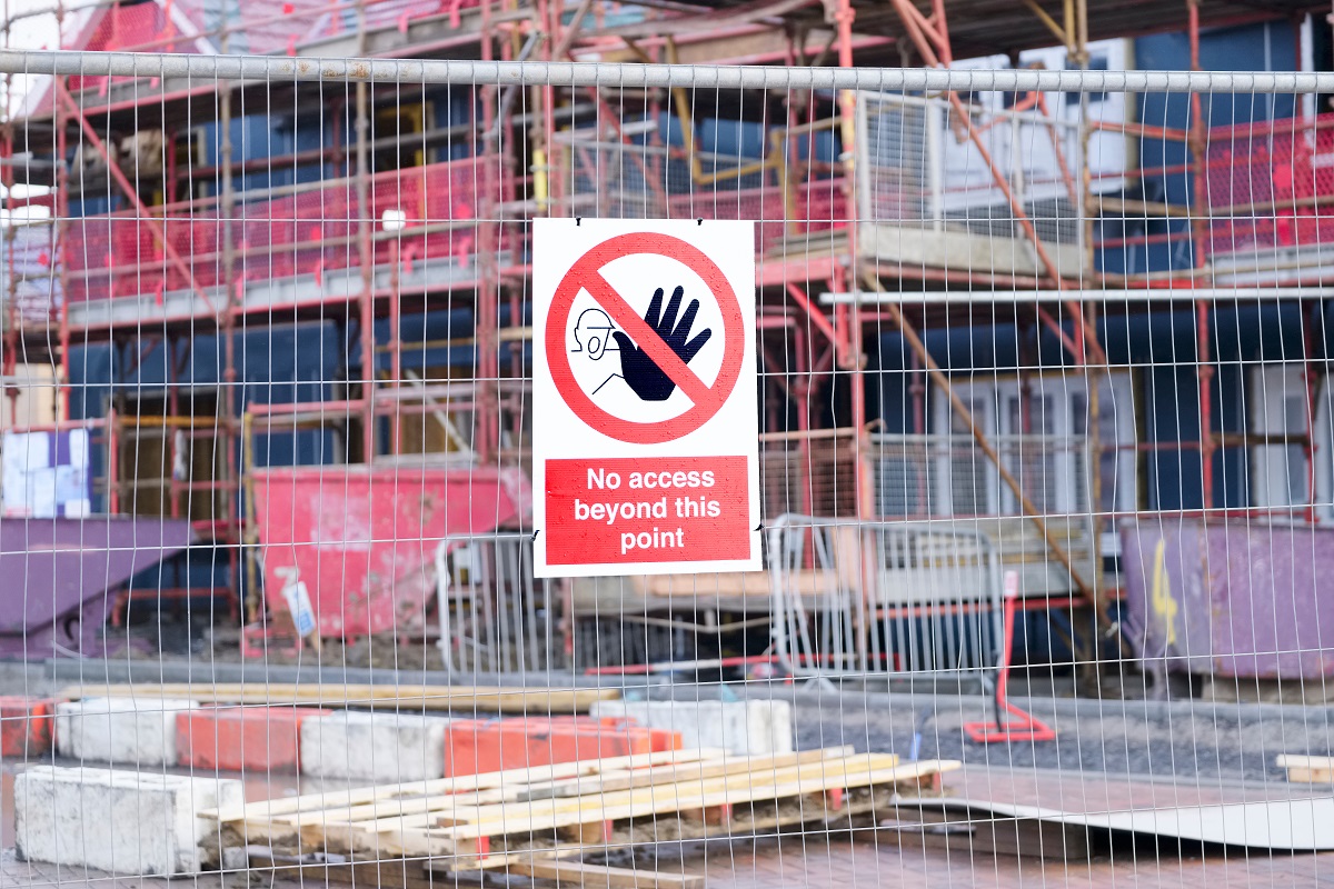 A no access sign on a construction site