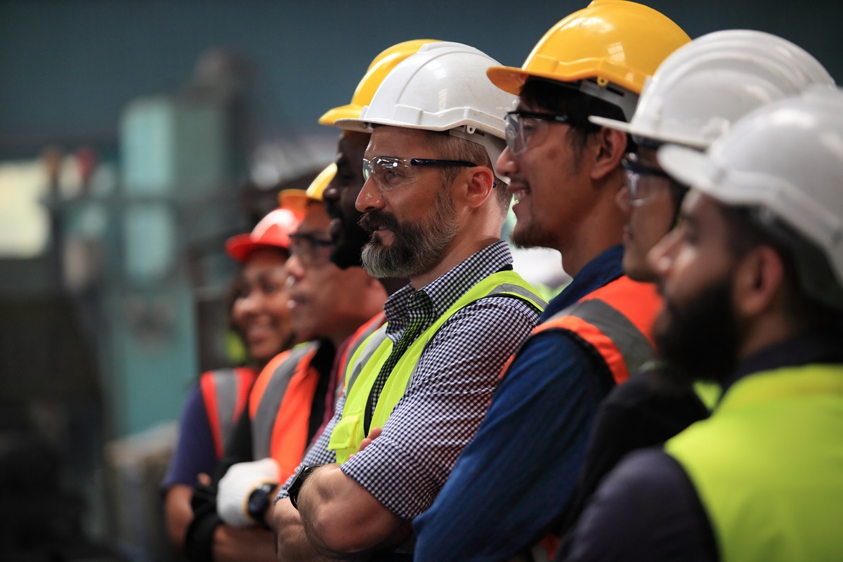 Safety training on a construction site